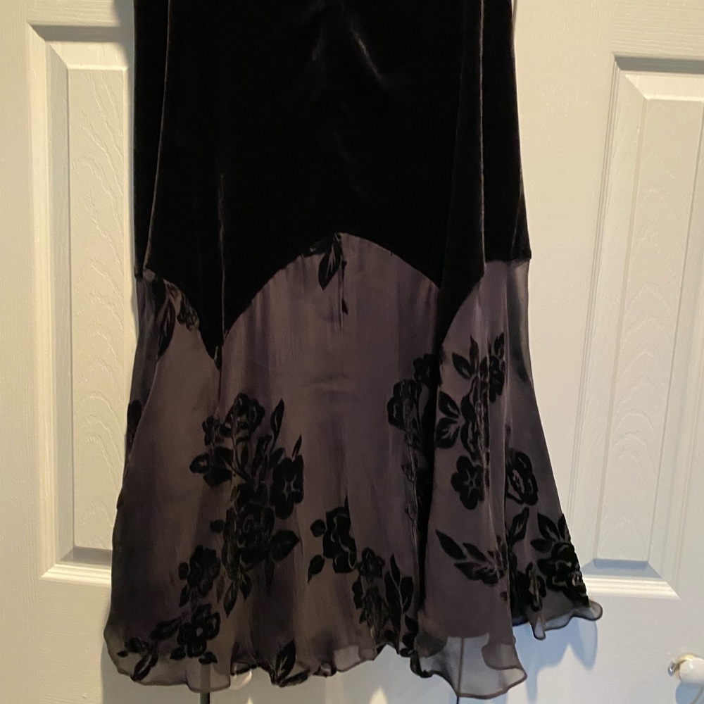 Black velvet and sheer design with back zipper